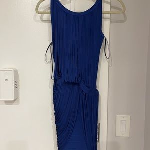 Cobalt Blue Bandage Dress with Fringe Overlay - Great Condition